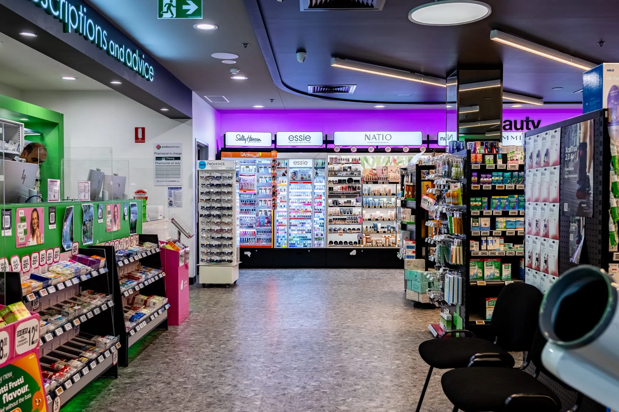 Cosmetics hall with feature lighting