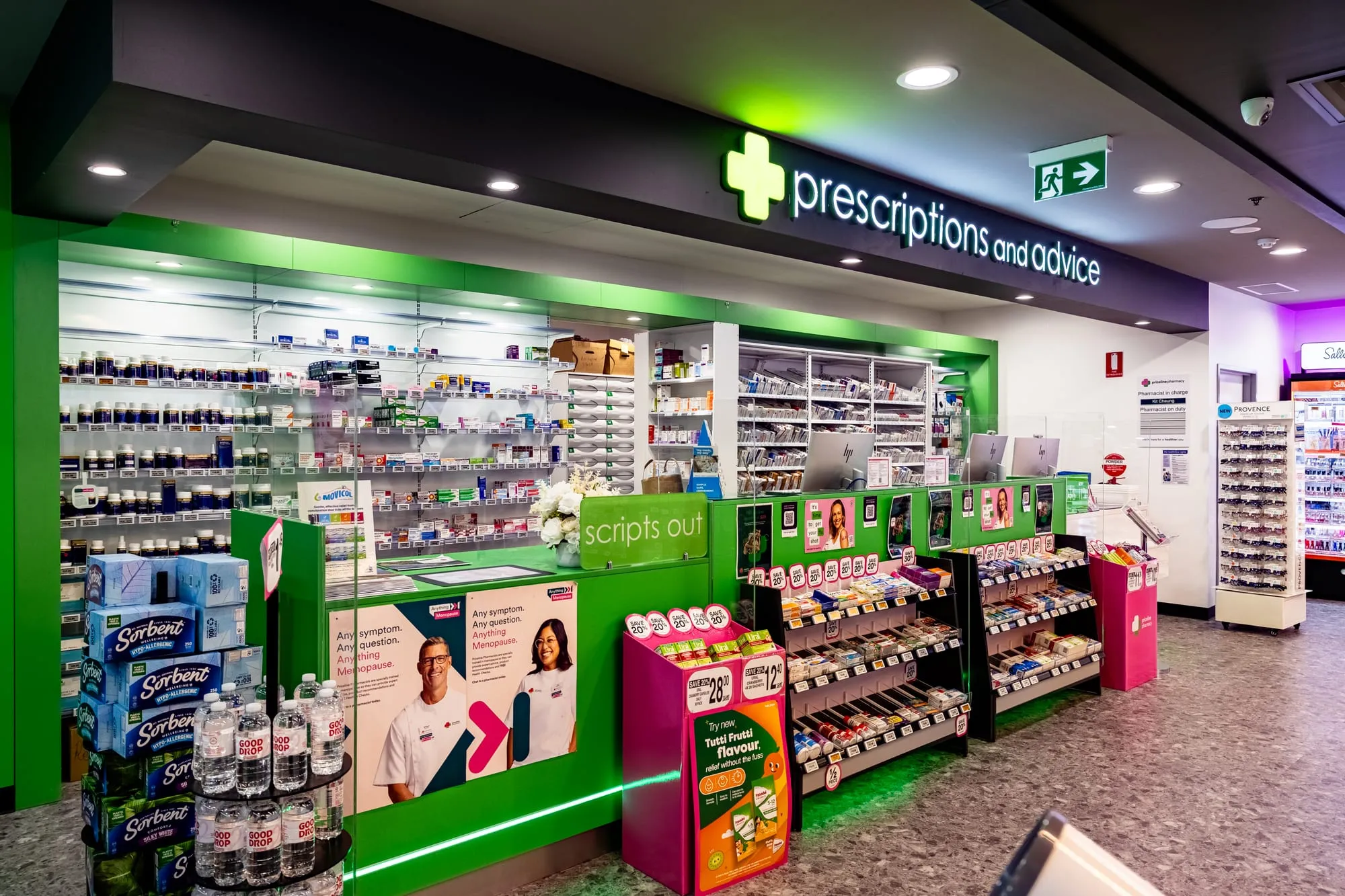 Prescriptions and advice dispensary counter