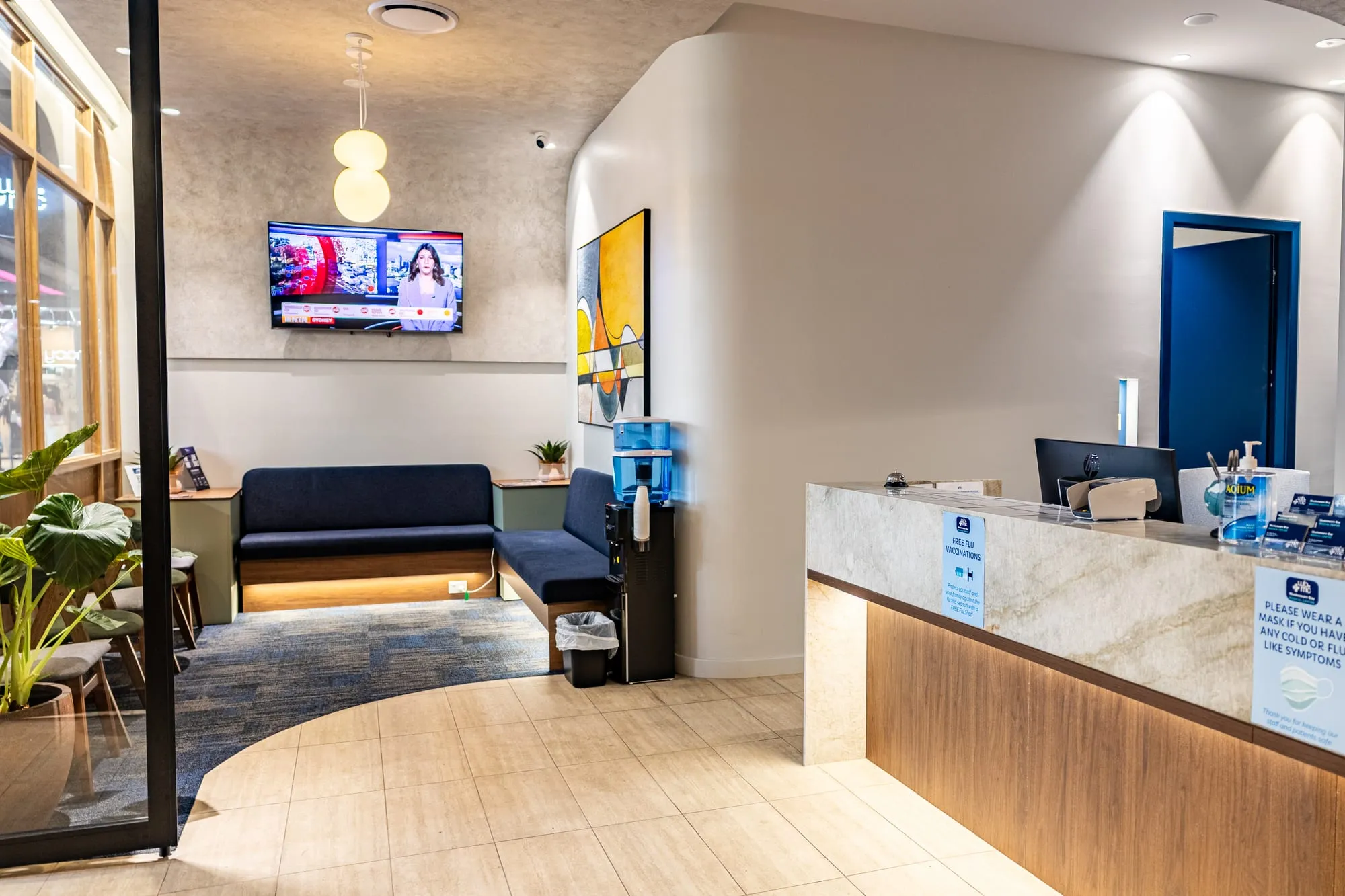 Reception of the Woolooware Bay Medical Centre with warm timber joinery