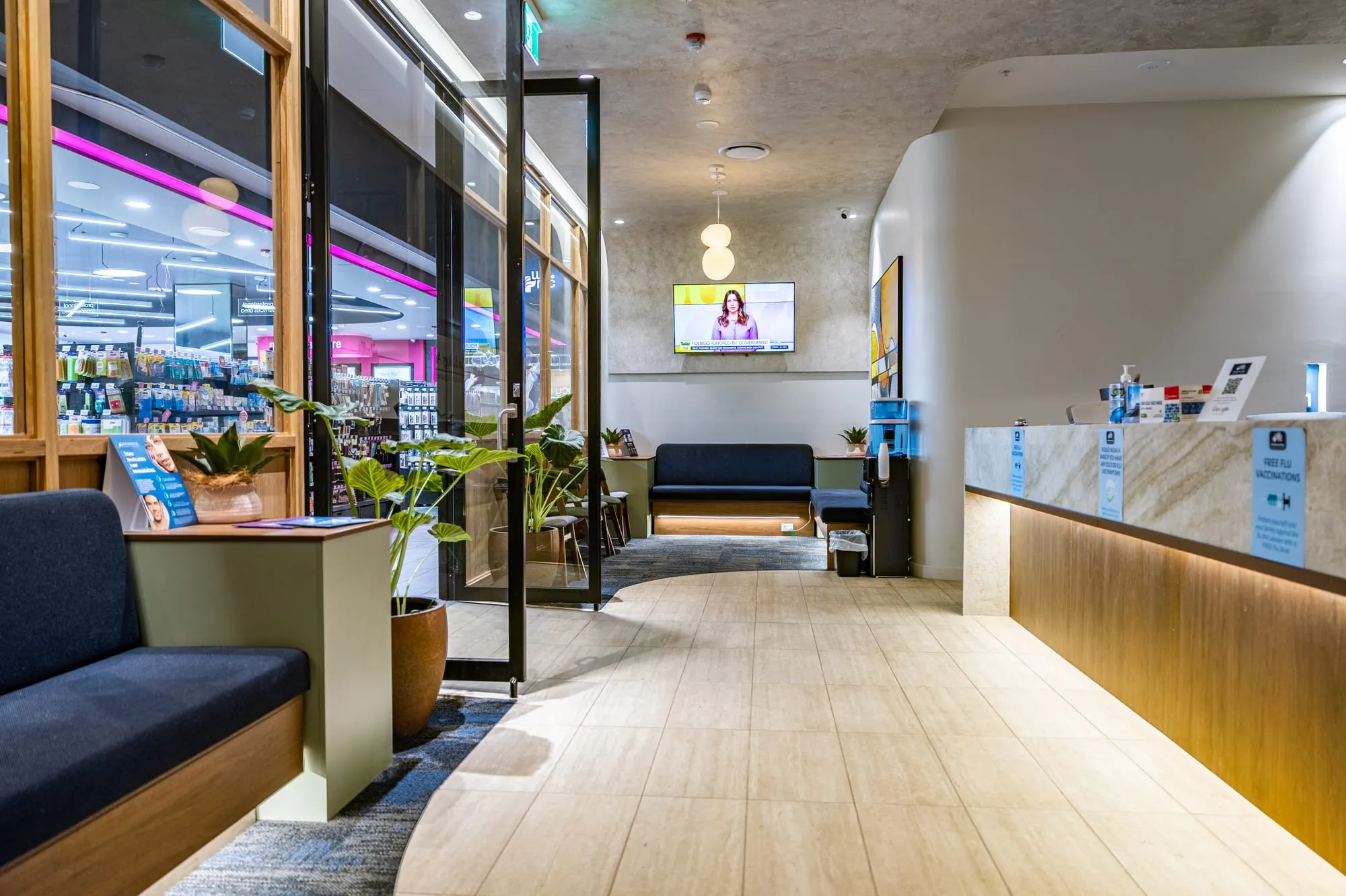 Medical centre reception and waiting lounge