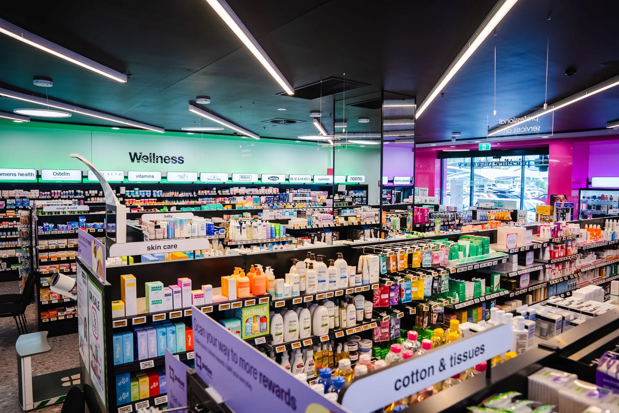 Wellness and health department with fitted shelving